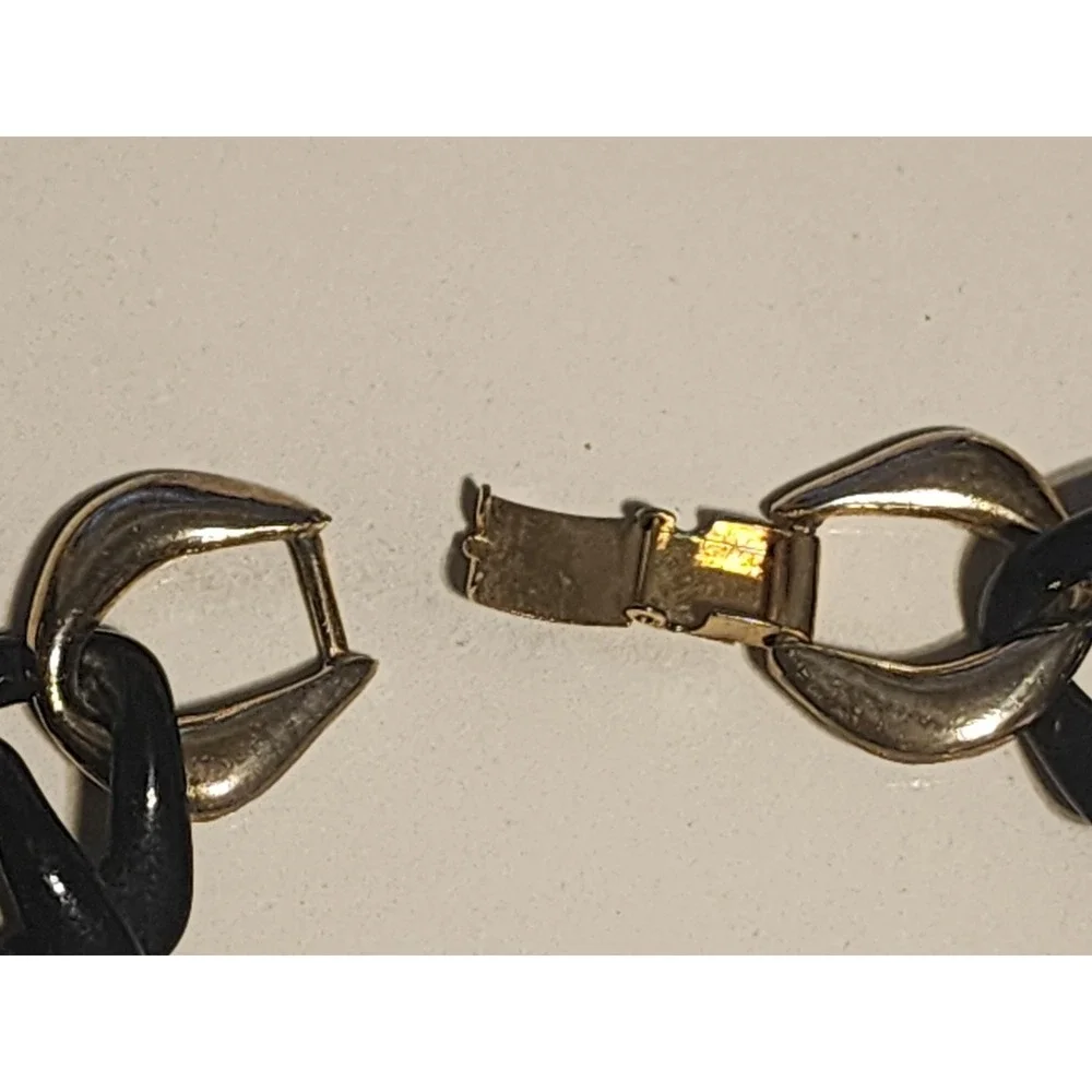 Vintage Genuine Black Lucite Chunky Curb Link Necklace Made In Hong Kong